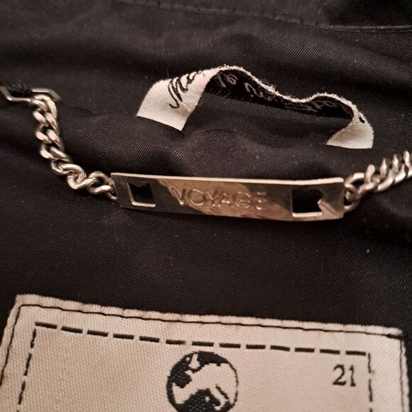 Marina Rinaldi Trench Coat Size 21/M Black Long Tie Designer Evening Career - Picture 6 of 10